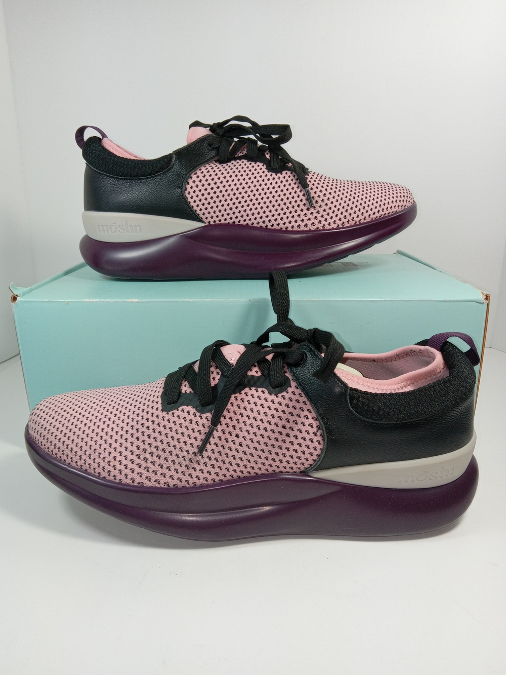 Moshn By Klogs Mesh Lace-Up Sneakers in Pink and Black Slip Resist